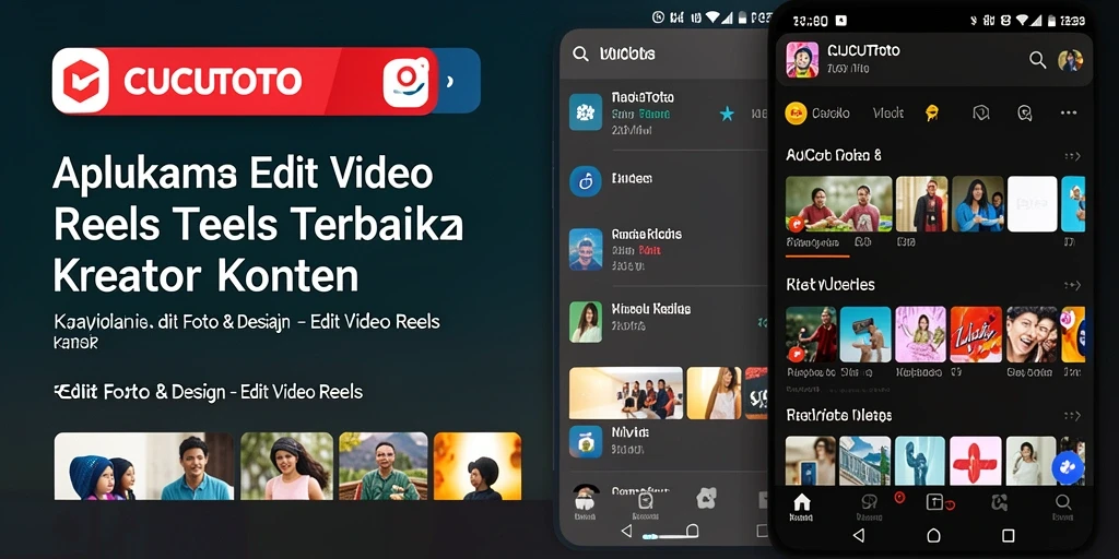 Tampilan antarmuka CUCUTOTO saat mengedit video Reels dengan berbagai fitur.
