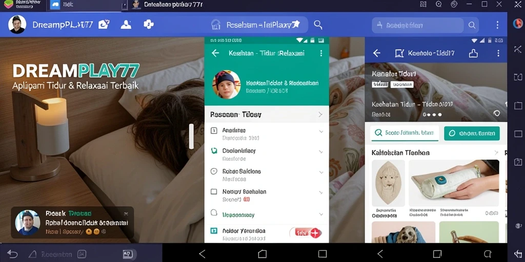 Tampilan antarmuka aplikasi DREAMPLAY77 dengan fitur Tidur & Relaksasi.
