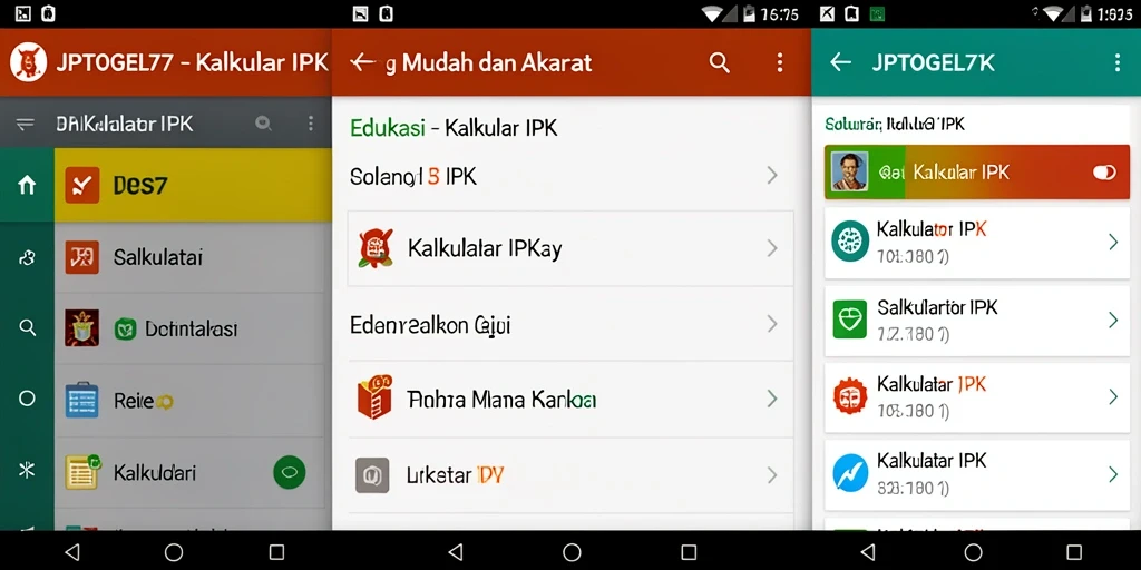Tampilan antarmuka aplikasi Kalkulator IPK JPTOGEL77 yang ramah pengguna.
