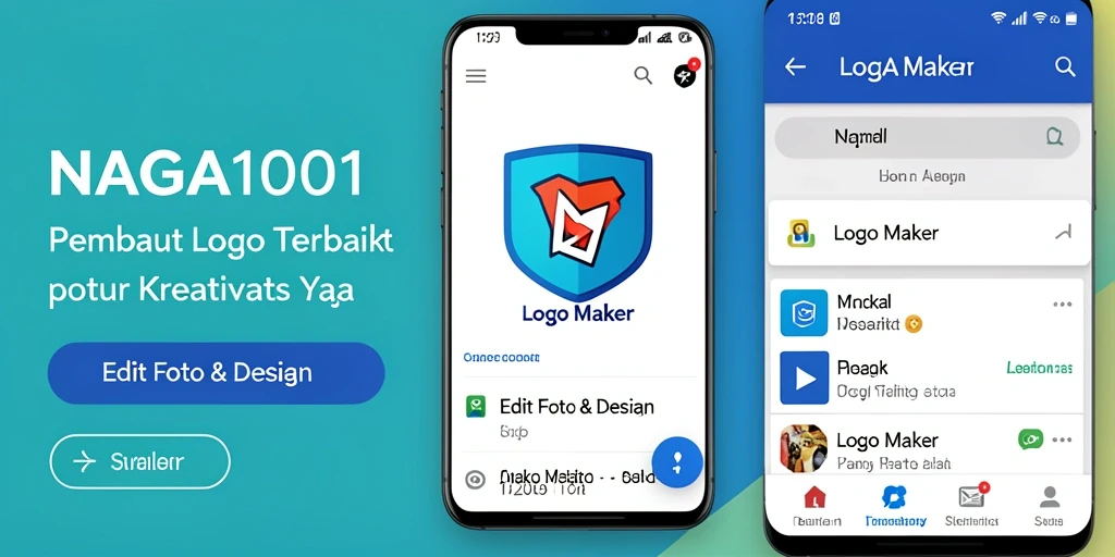 Antarmuka NAGA1001 menampilkan berbagai alat desain untuk membuat logo.