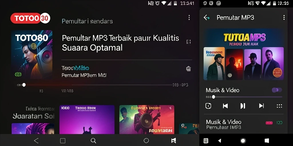 Antarmuka TOTO80 yang sederhana dan elegan saat memutar musik.