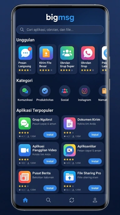 bigmsg - Halaman Indeks Aplikasi Populer dan Kanal Uji